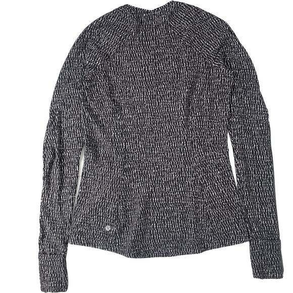 LULULEMON Runderful Long Sleeve 10 Jacquard Black White Slim Fit Thumbholes EUC - Picture 3 of 9